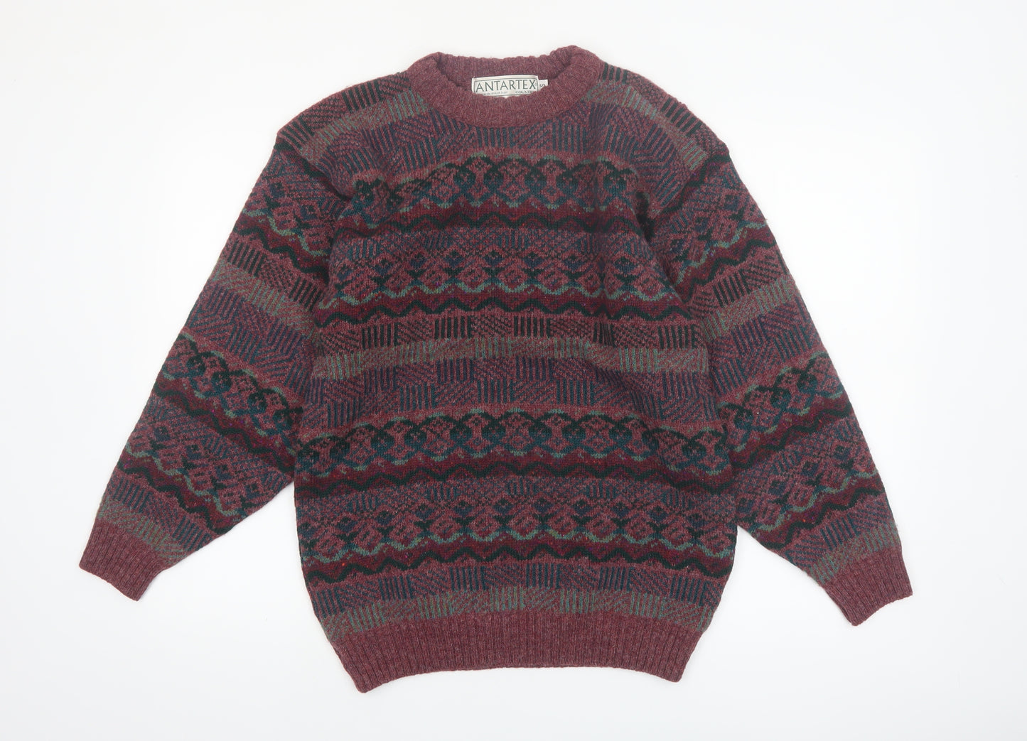 Antartex Men’s Multicoloured Wool Fair Isle Pullover Jumper S