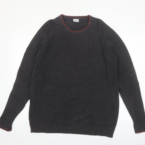 Columbia Men's Grey Cotton Crew Neck Knit Jumper Size L