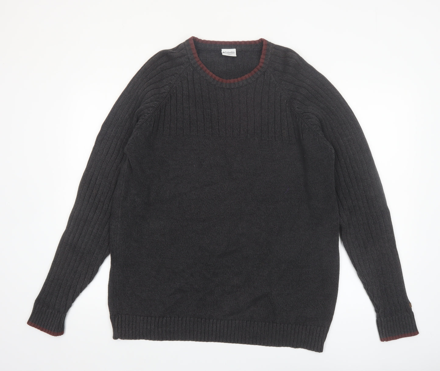 Columbia Men's Grey Cotton Crew Neck Knit Jumper Size L