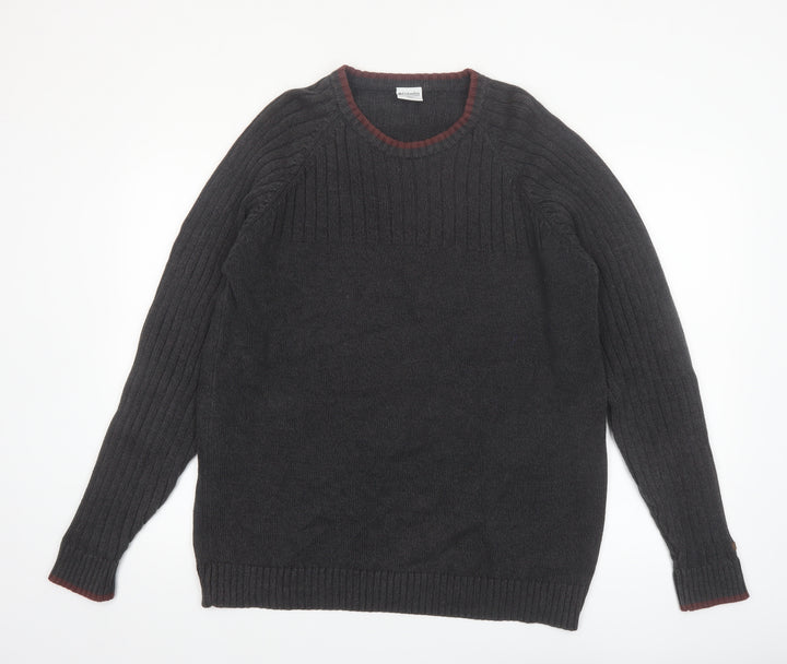 Columbia Men's Grey Cotton Crew Neck Knit Jumper Size L
