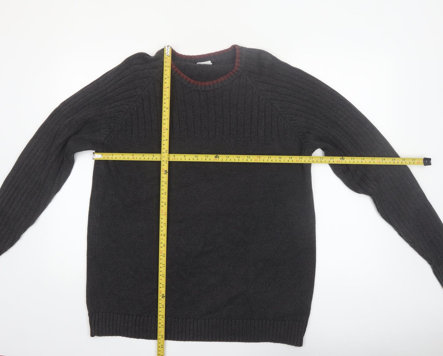 Columbia Men's Grey Cotton Crew Neck Knit Jumper Size L