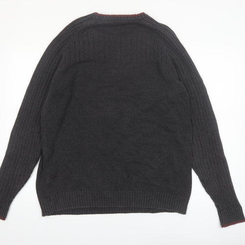 Columbia Men's Grey Cotton Crew Neck Knit Jumper Size L
