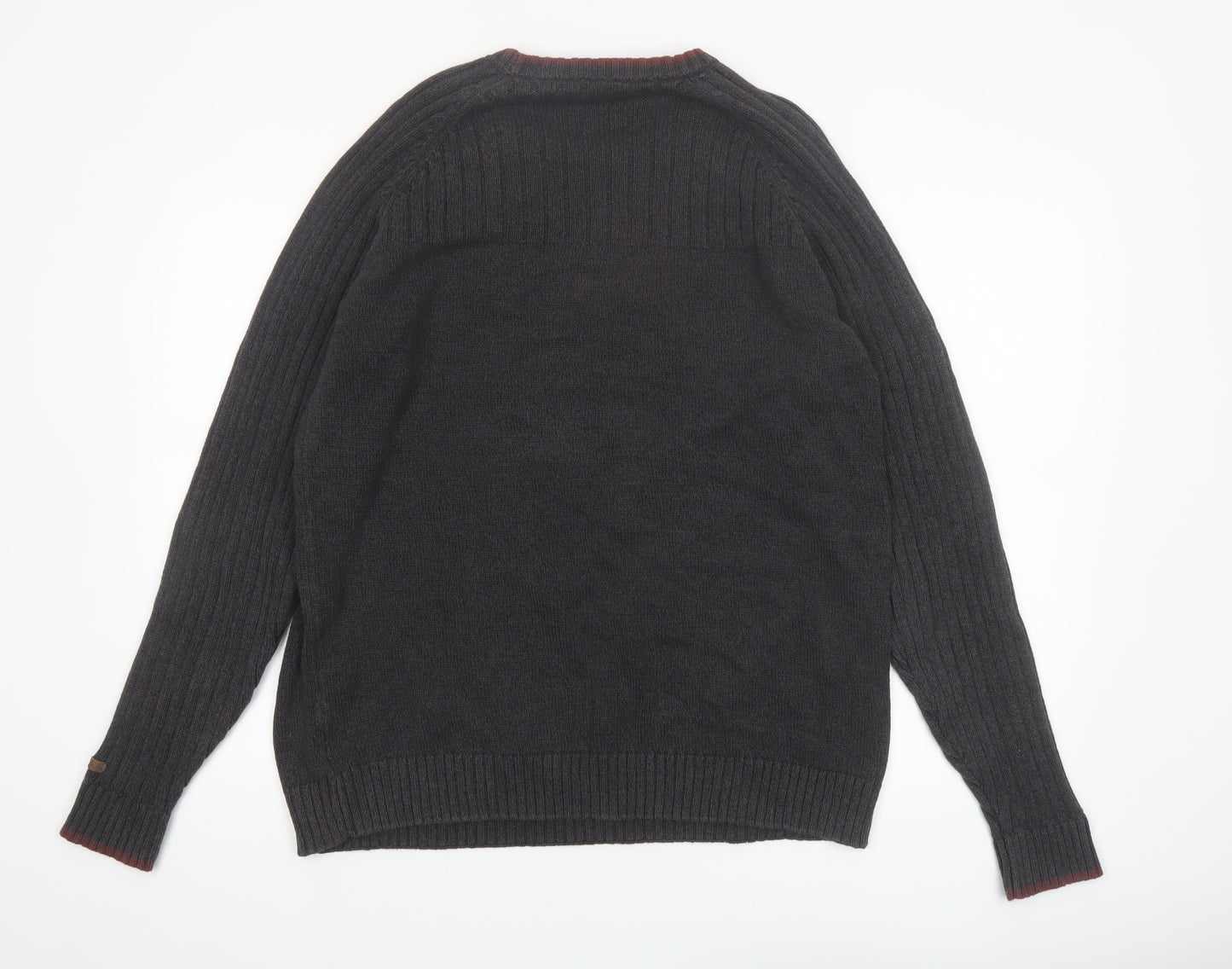 Columbia Men's Grey Cotton Crew Neck Knit Jumper Size L