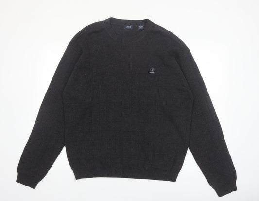 IZOD Men's Black Cotton Crew Neck Pullover Jumper Size L
