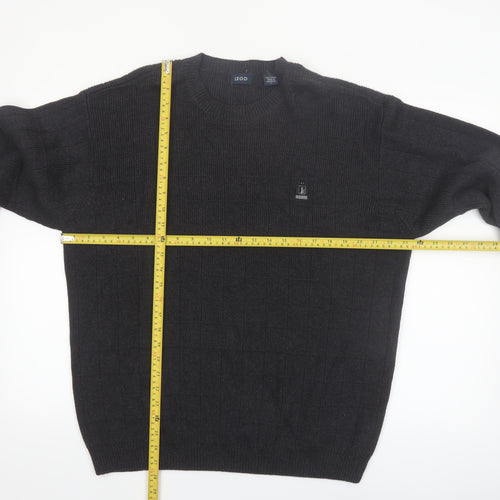 IZOD Men's Black Cotton Crew Neck Pullover Jumper Size L