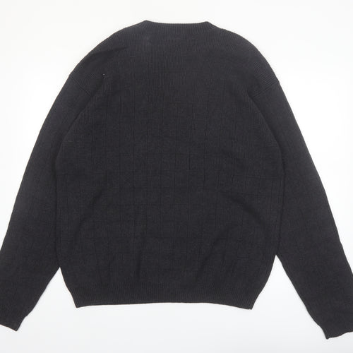IZOD Men's Black Cotton Crew Neck Pullover Jumper Size L