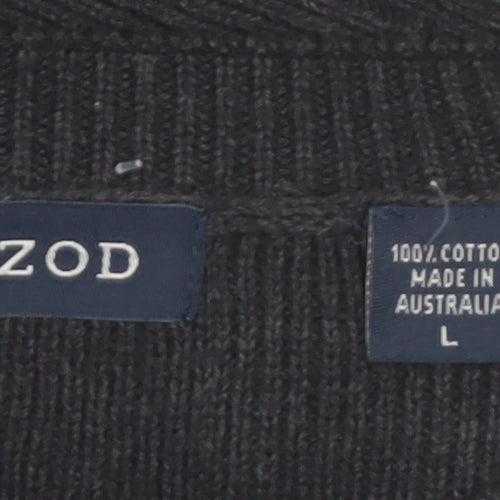 IZOD Men's Black Cotton Crew Neck Pullover Jumper Size L