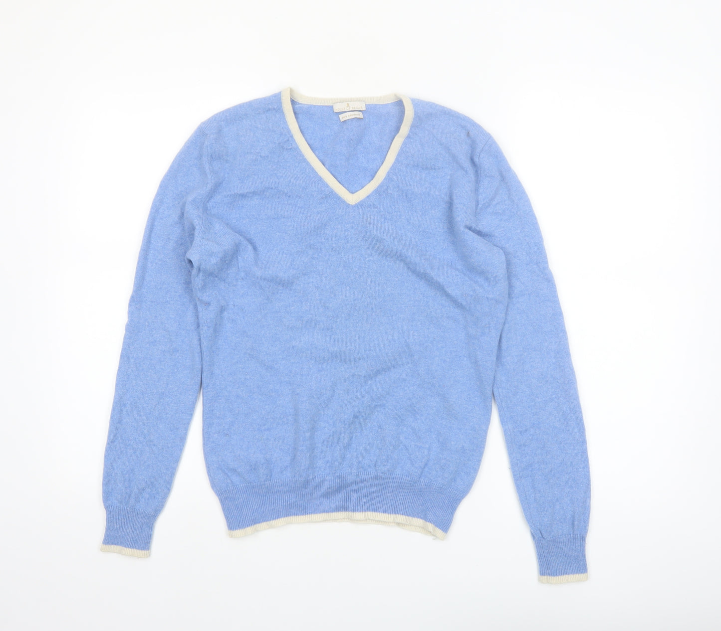 House of Bruar Women's Blue Pure Cashmere V-Neck Jumper Size 12
