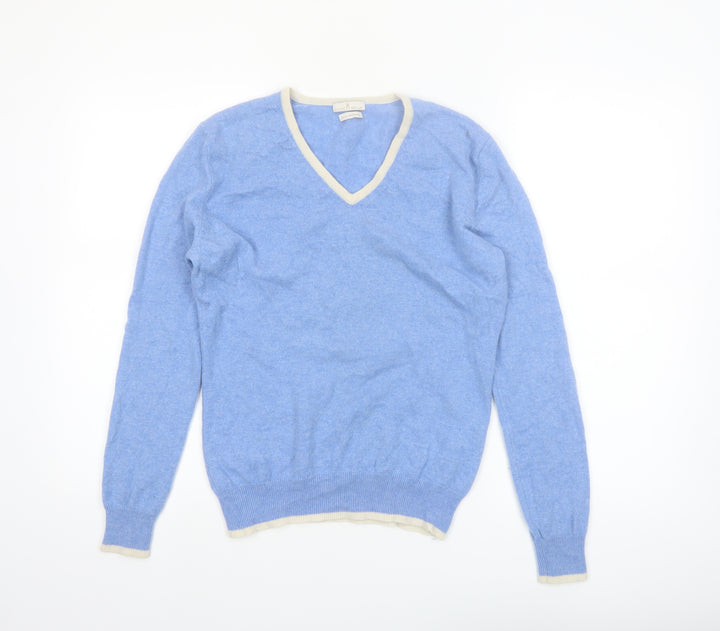 House of Bruar Women's Blue Pure Cashmere V-Neck Jumper Size 12