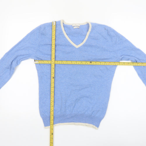 House of Bruar Women's Blue Pure Cashmere V-Neck Jumper Size 12