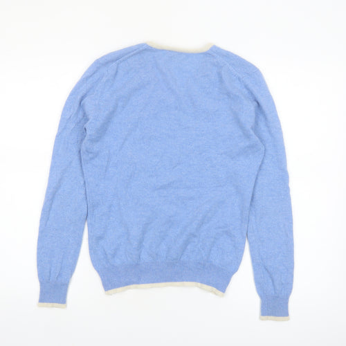 House of Bruar Women's Blue Pure Cashmere V-Neck Jumper Size 12