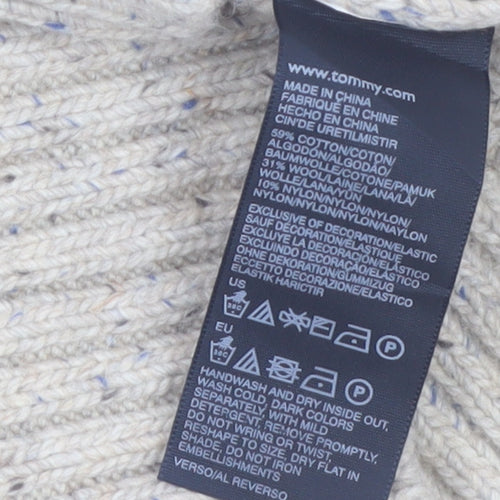 Tommy Hilfiger Men's Beige Cable-Knit Wool Cotton Jumper M Classic Fit