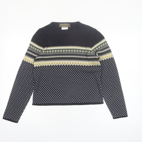 Khakis by Vanity Women's Black Fair Isle Knit Pullover Jumper Size S