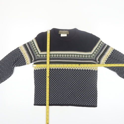 Khakis by Vanity Women's Black Fair Isle Knit Pullover Jumper Size S