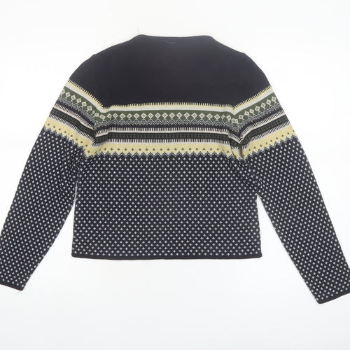Khakis by Vanity Women's Black Fair Isle Knit Pullover Jumper Size S