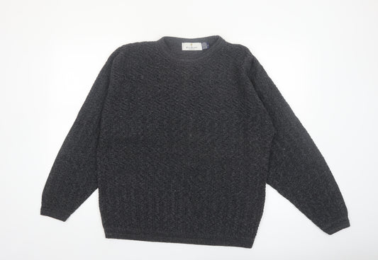 Bill Blass Mens Grey Knit Cotton Pullover Jumper Size L