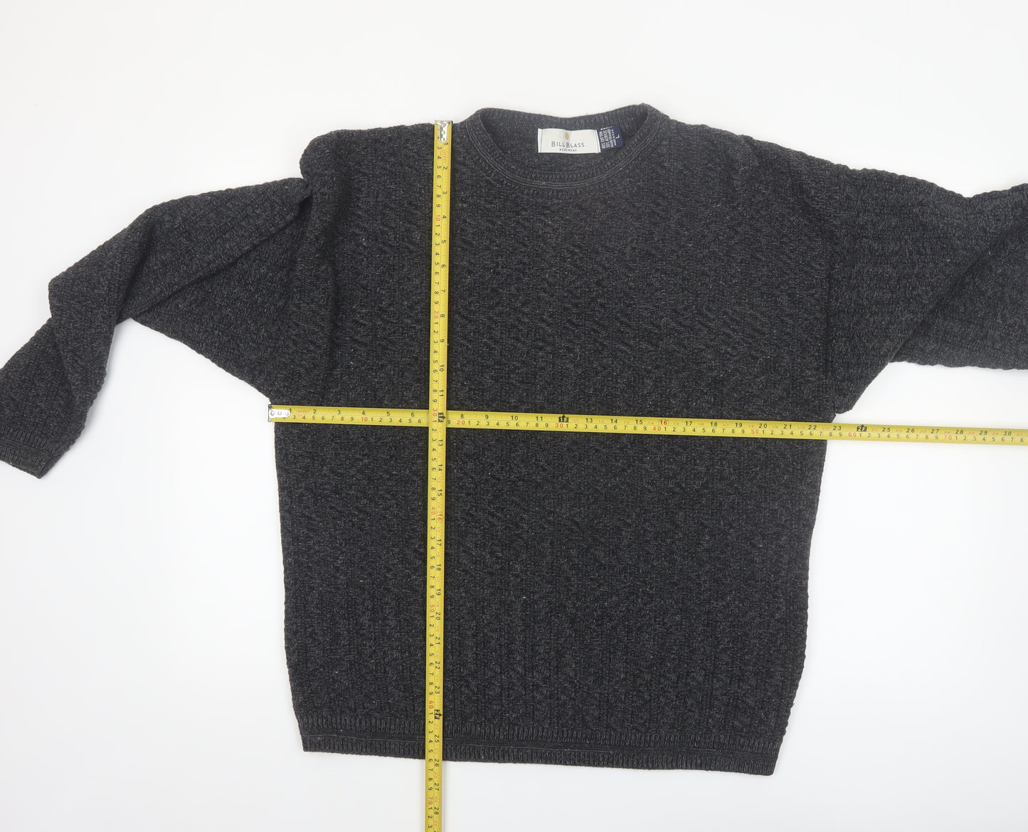 Bill Blass Mens Grey Knit Cotton Pullover Jumper Size L