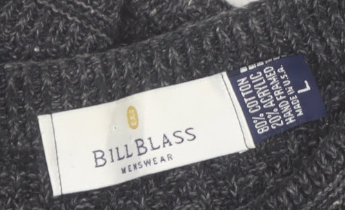 Bill Blass Mens Grey Knit Cotton Pullover Jumper Size L