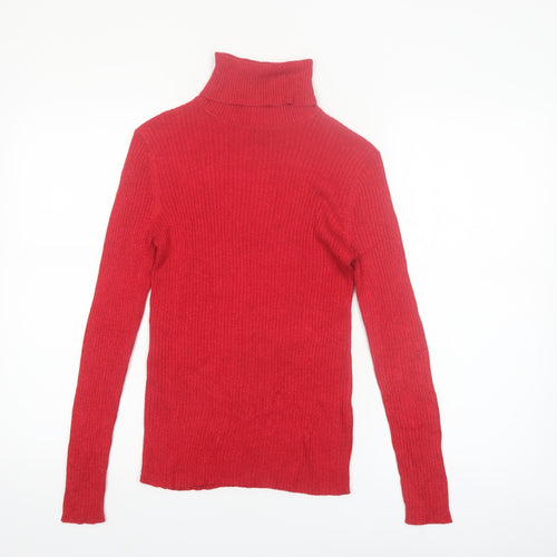 Joseph A. Women's Red Roll Neck Slim Fit Jumper Size S