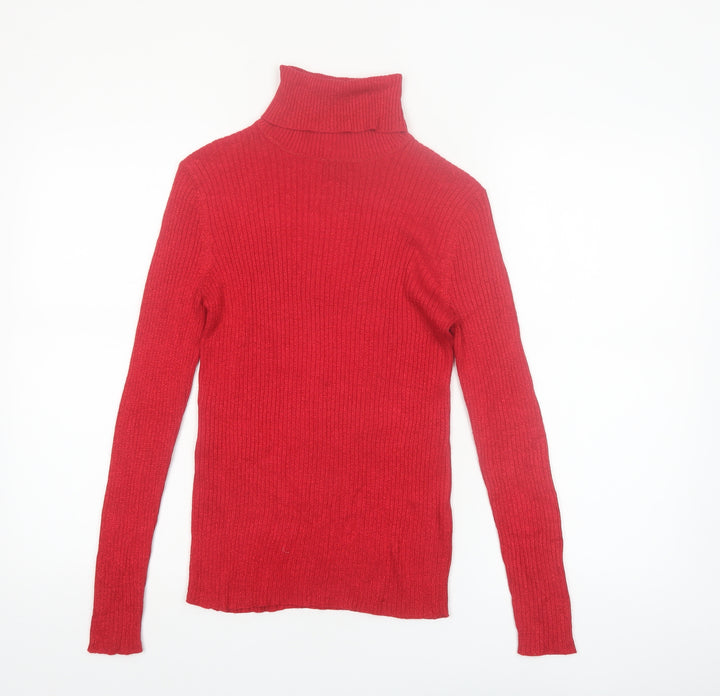 Joseph A. Women's Red Roll Neck Slim Fit Jumper Size S