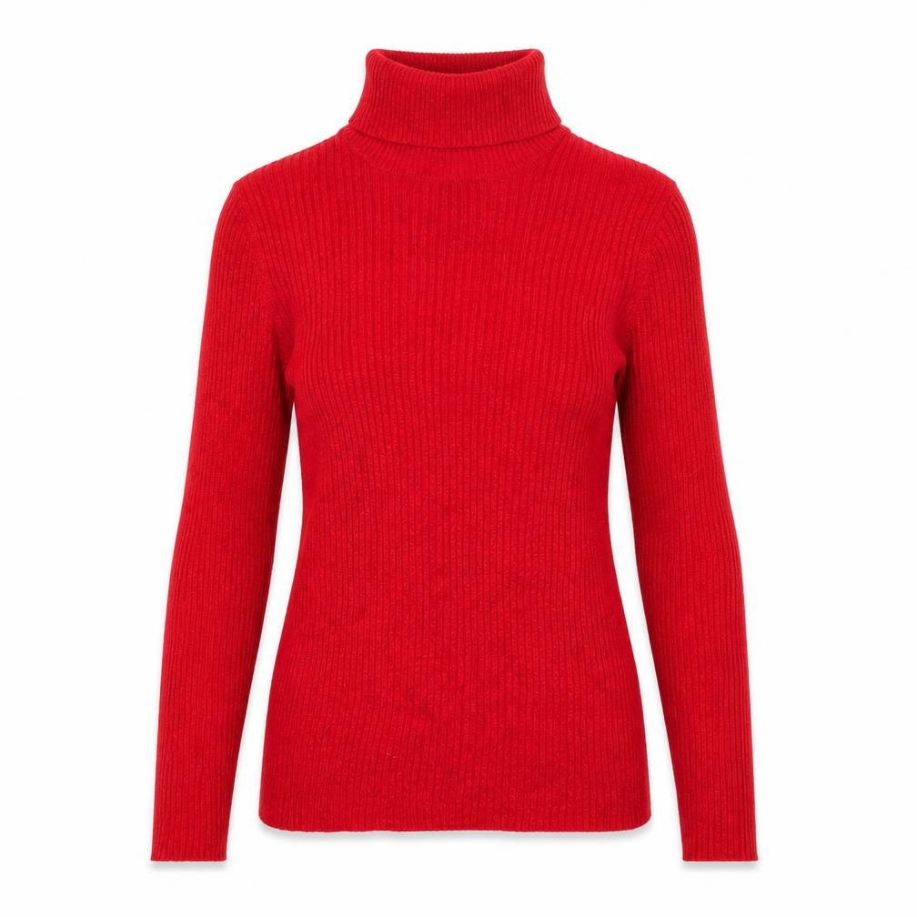 Front view of Joseph A. Women's Red Roll Neck Slim Fit Jumper, size S