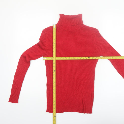 Joseph A. Women's Red Roll Neck Slim Fit Jumper Size S
