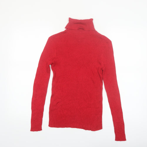 Joseph A. Women's Red Roll Neck Slim Fit Jumper Size S
