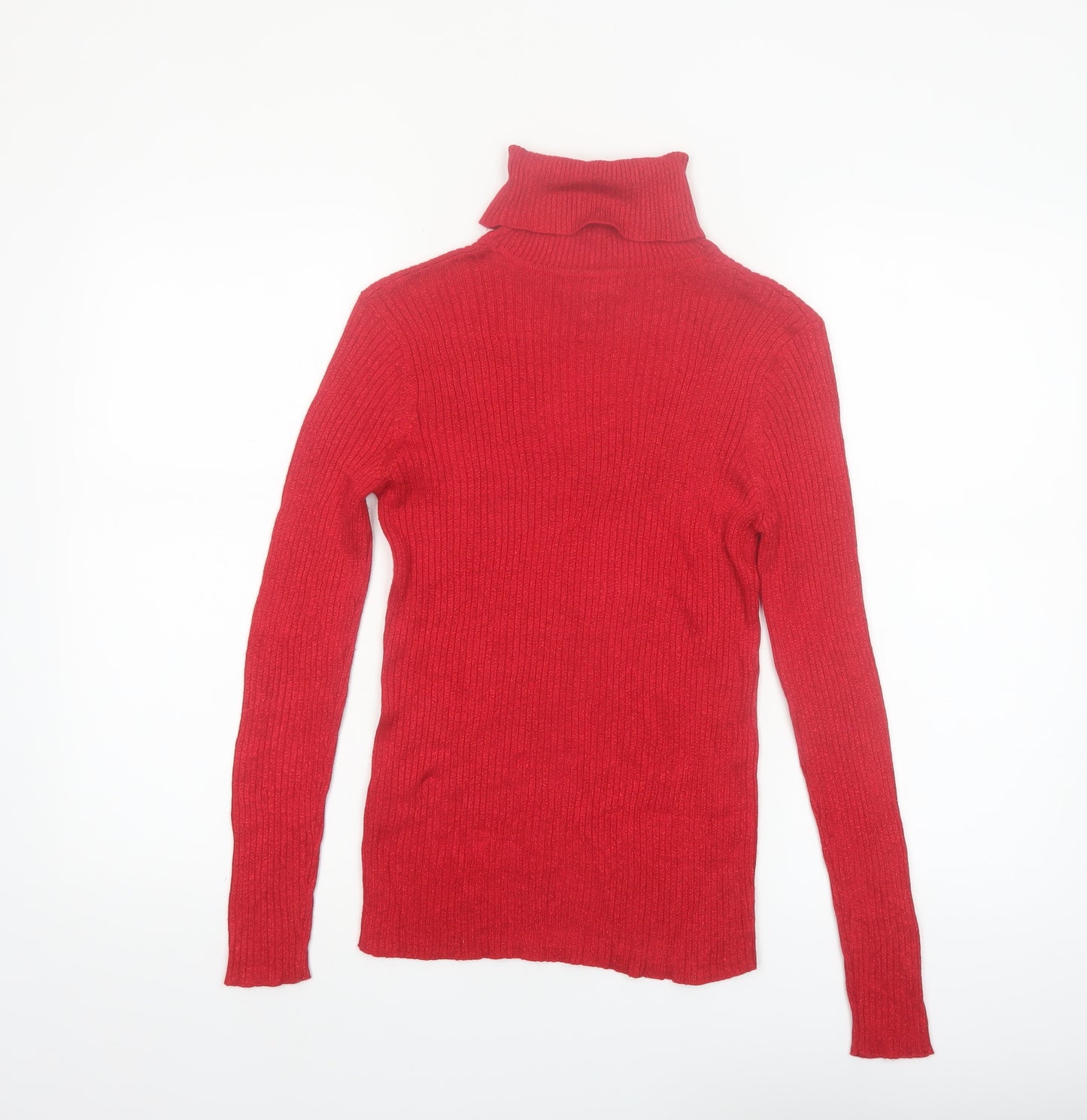 Joseph A. Women's Red Roll Neck Slim Fit Jumper Size S