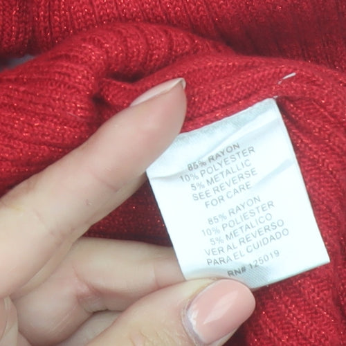 Joseph A. Women's Red Roll Neck Slim Fit Jumper Size S