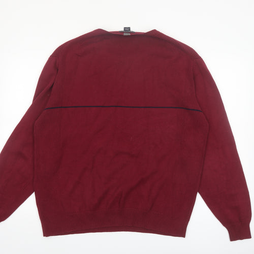 Nautica Men's Red Cotton Crew Neck Pullover Jumper Size L