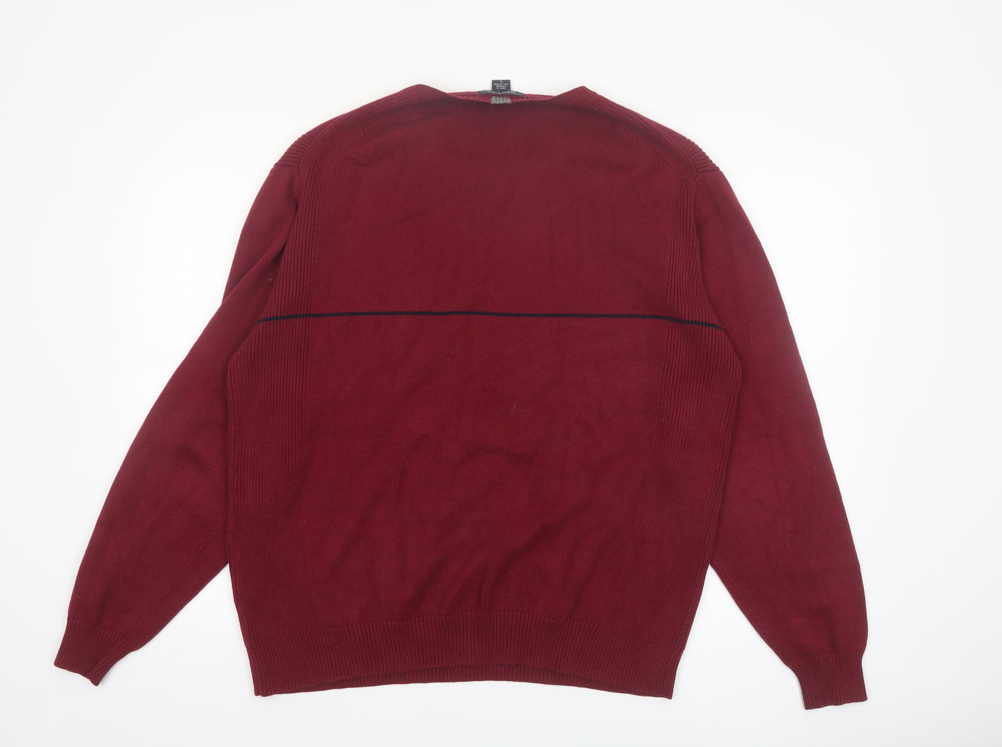 Nautica Men's Red Cotton Crew Neck Pullover Jumper Size L