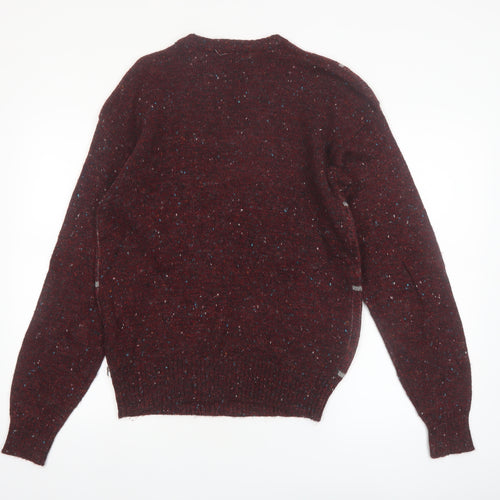 Kennington Men's Brown Geometric Knit Wool Blend Pullover Jumper Medium