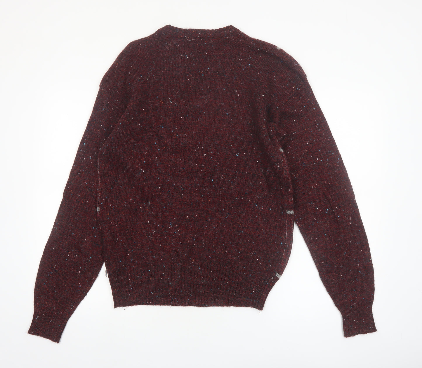 Kennington Men's Brown Geometric Knit Wool Blend Pullover Jumper Medium