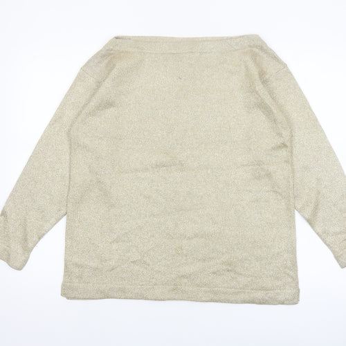 Adrienne Vittadini Women Beige M Boat Neck Wool Blend Pullover Jumper