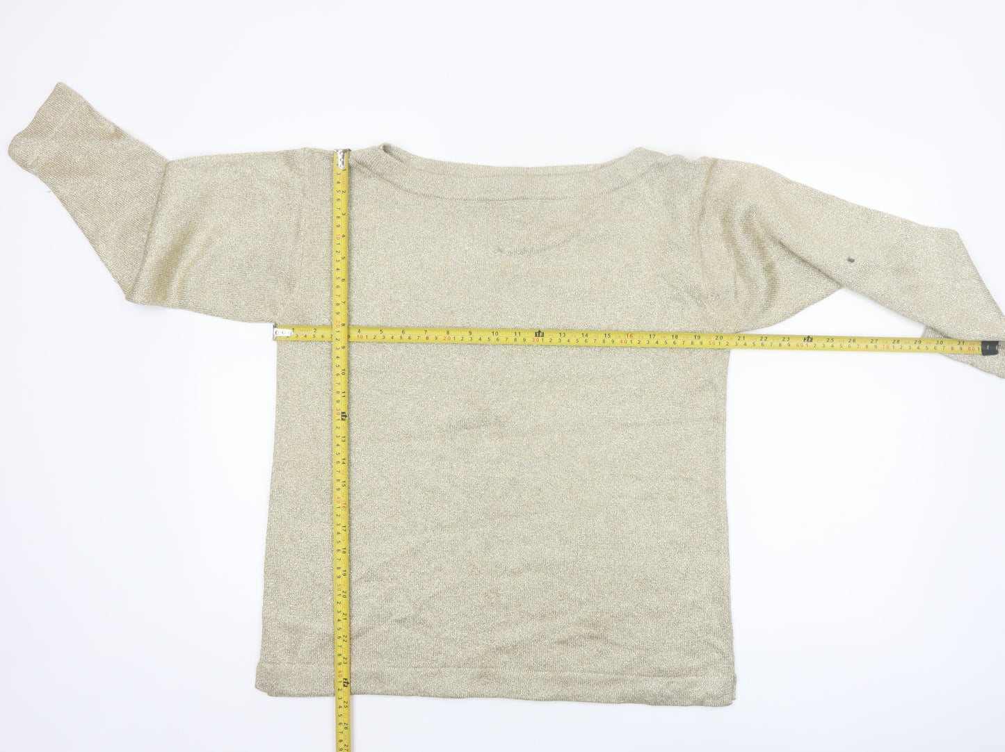 Adrienne Vittadini Women Beige M Boat Neck Wool Blend Pullover Jumper
