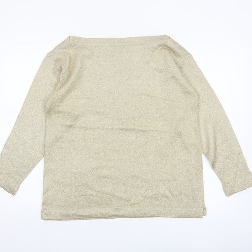 Adrienne Vittadini Women Beige M Boat Neck Wool Blend Pullover Jumper