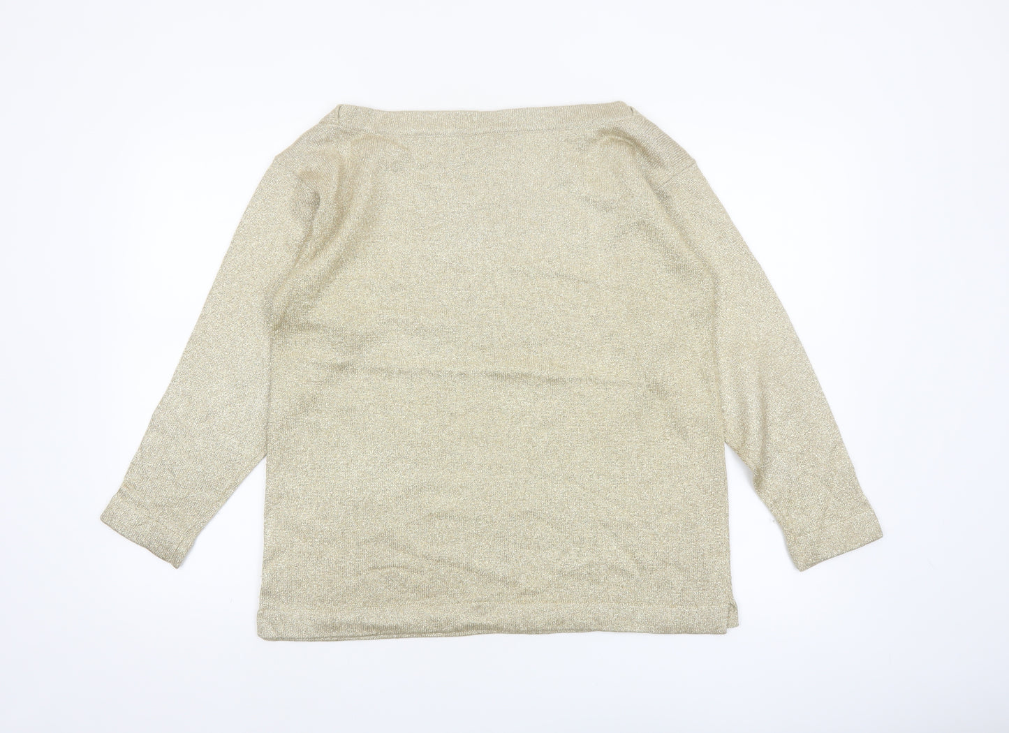Adrienne Vittadini Women Beige M Boat Neck Wool Blend Pullover Jumper