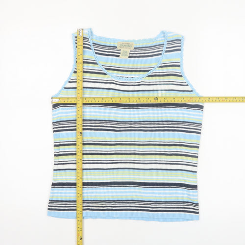 St. John's Bay Women's Multicoloured Striped Cotton Tank Top Size M