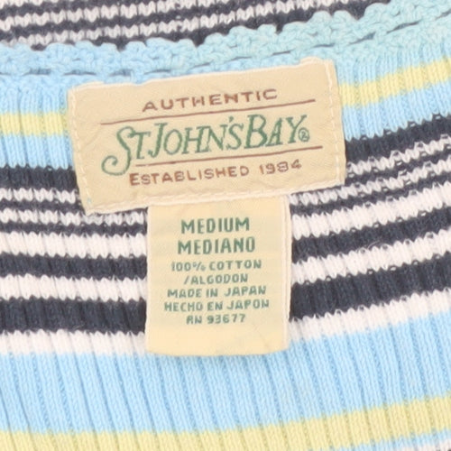 St. John's Bay Women's Multicoloured Striped Cotton Tank Top Size M