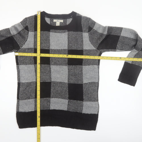 Bass Men's Grey Check Knit Acrylic Pullover Jumper Size M