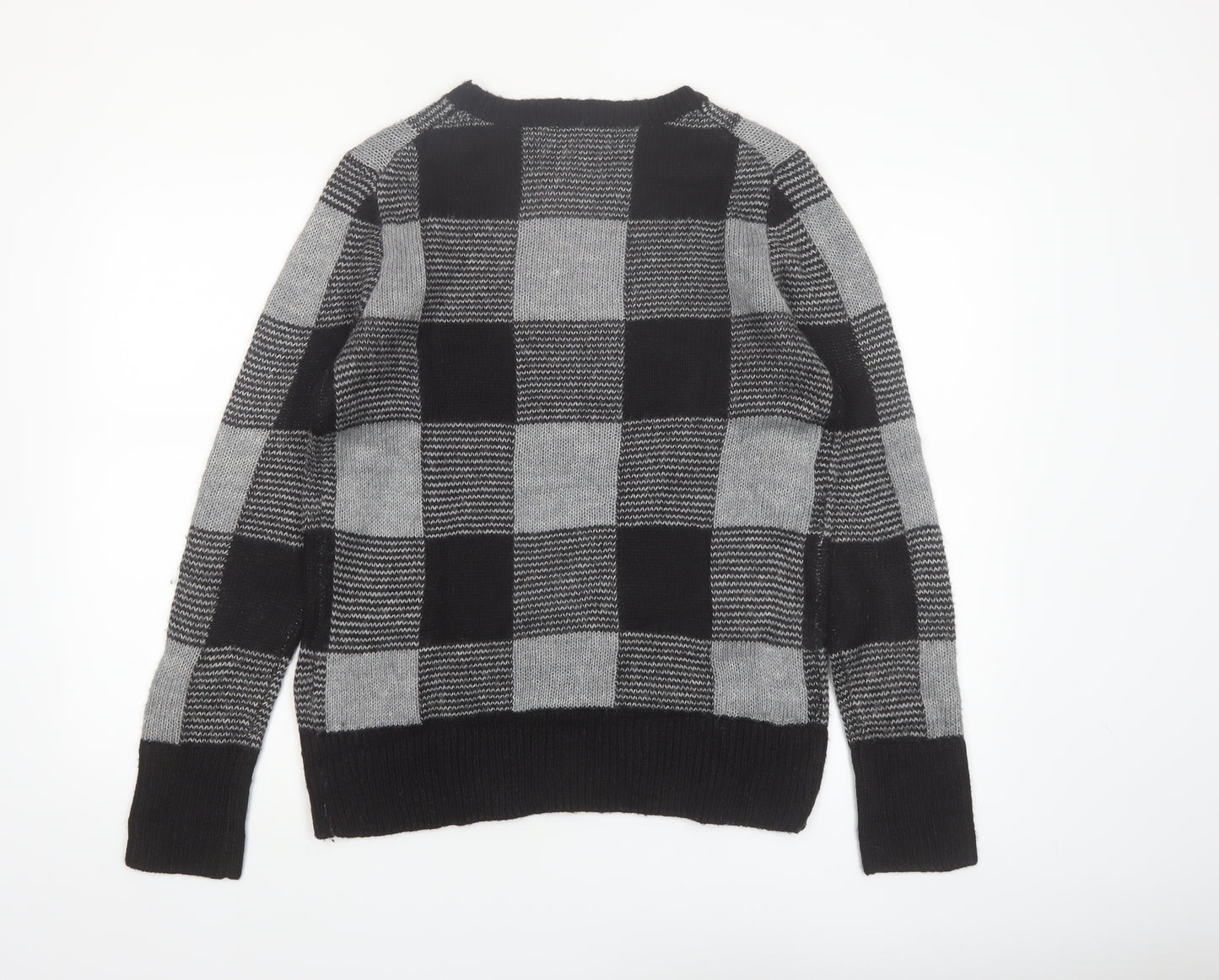 Bass Men's Grey Check Knit Acrylic Pullover Jumper Size M