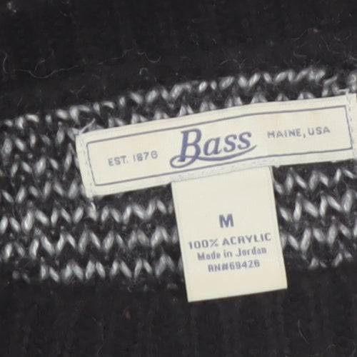 Bass Men's Grey Check Knit Acrylic Pullover Jumper Size M