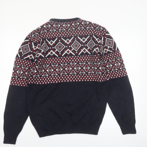 House Men's Multicoloured Fair Isle Knit Pullover Jumper M