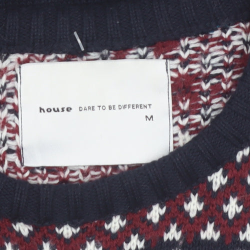 House Men's Multicoloured Fair Isle Knit Pullover Jumper M