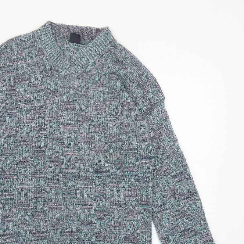 Green Mountain Men's Multicoloured XL Chunky Knit Retro Jumper