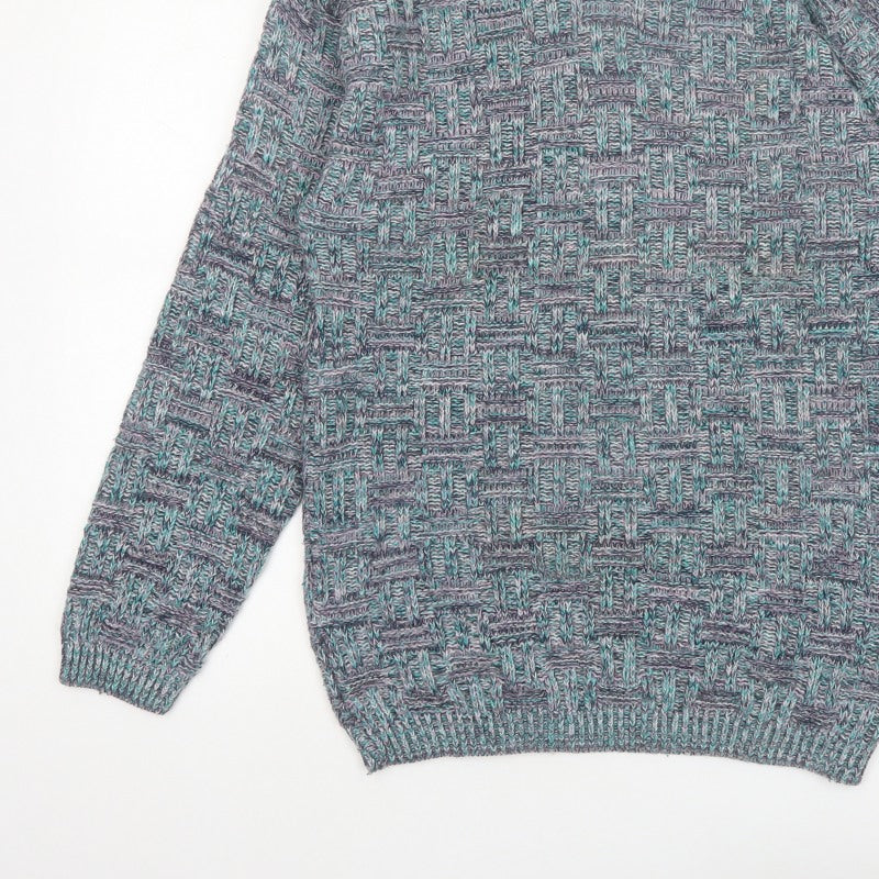 Green Mountain Men's Multicoloured XL Chunky Knit Retro Jumper