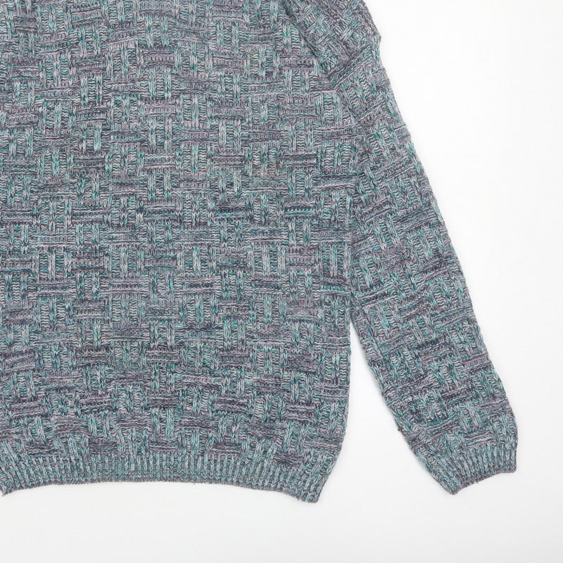 Green Mountain Men's Multicoloured XL Chunky Knit Retro Jumper