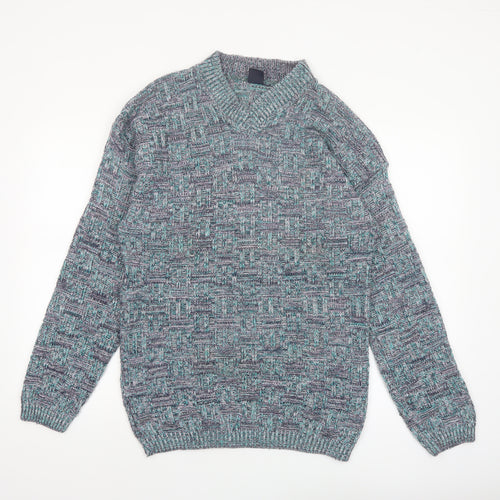 Green Mountain Men's Multicoloured XL Chunky Knit Retro Jumper