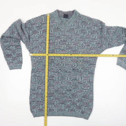 Green Mountain Men's Multicoloured XL Chunky Knit Retro Jumper