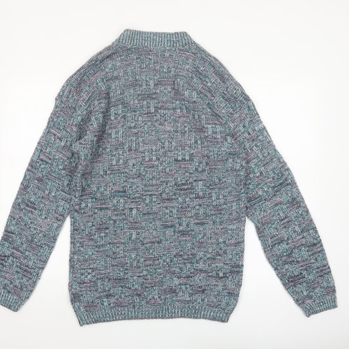 Green Mountain Men's Multicoloured XL Chunky Knit Retro Jumper